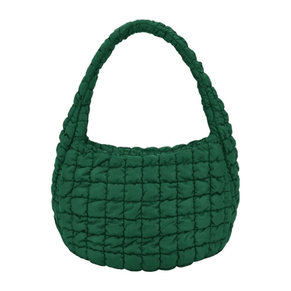 Quilted Puffer Shoulder Crossbody Bag Light Green