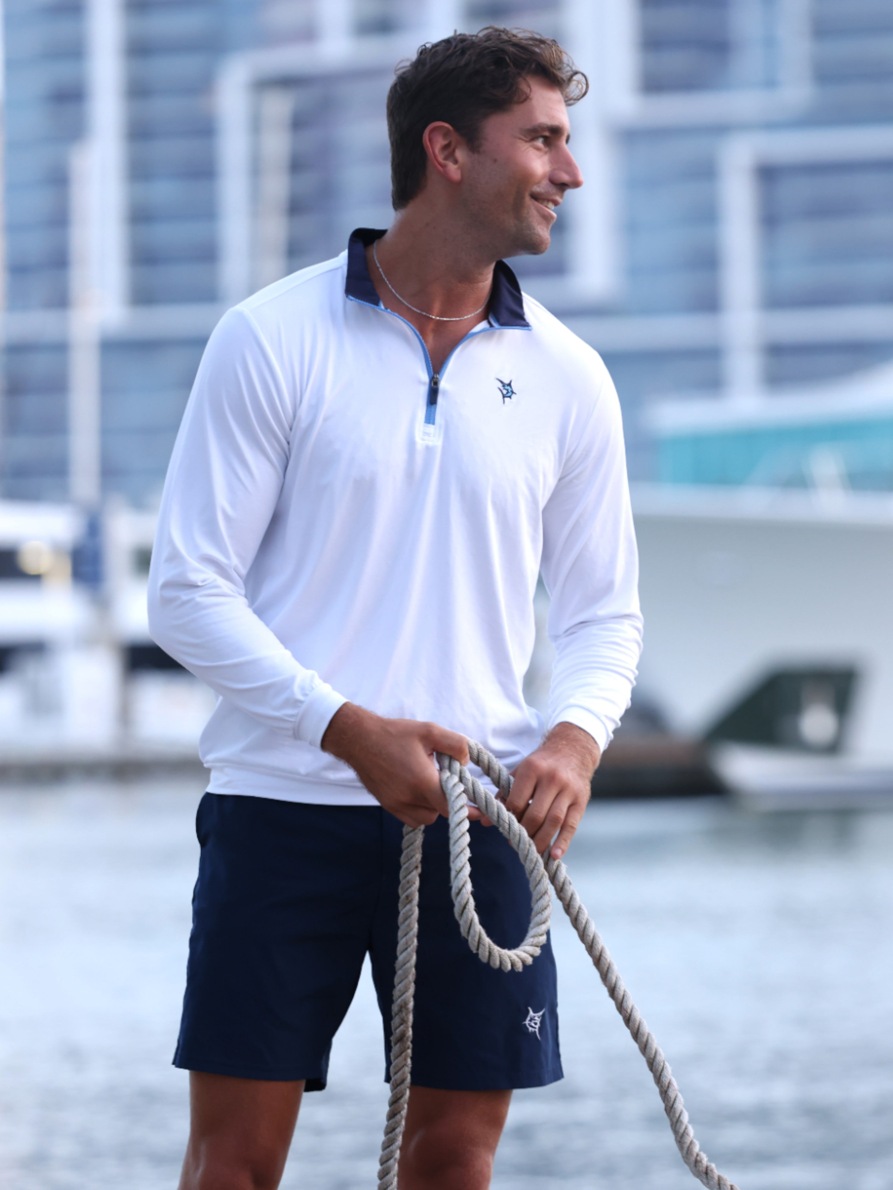 Long Beach Quarter Zip Ultra Soft Lightweight White