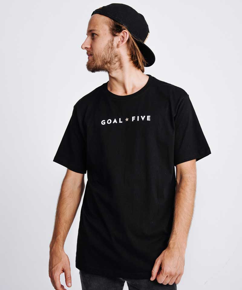 Goal Five Men's Black Cotton T-Shirt Black