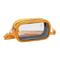 Solid Faux Leather Transparent Rectangle Crossbody Bag Mustard
