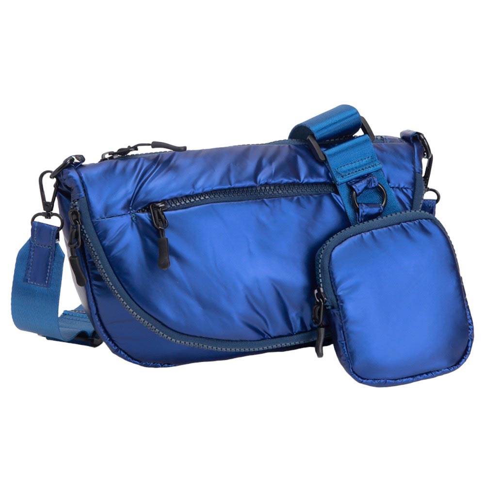 Puffer Half Moon Crossbody Bag Navy