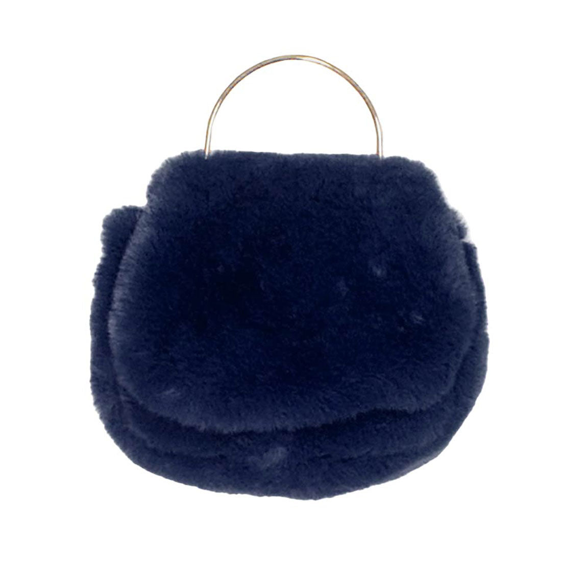 Solid Faux Fur Tote Crossbody Bag Navy