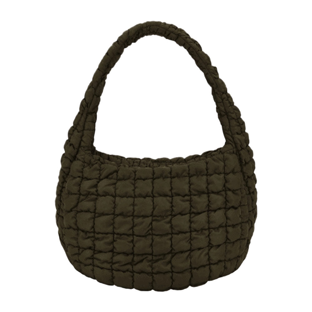 Quilted Puffer Shoulder Crossbody Bag Olive Green