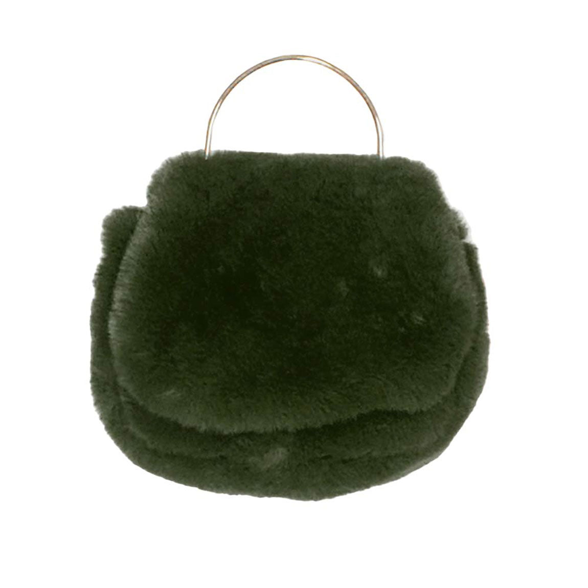 Solid Faux Fur Tote Crossbody Bag Olive