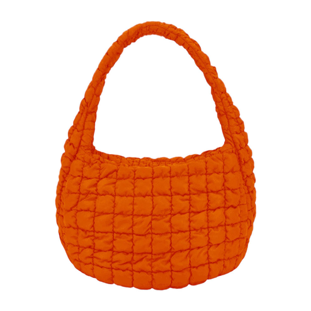 Quilted Puffer Shoulder Crossbody Bag Orange