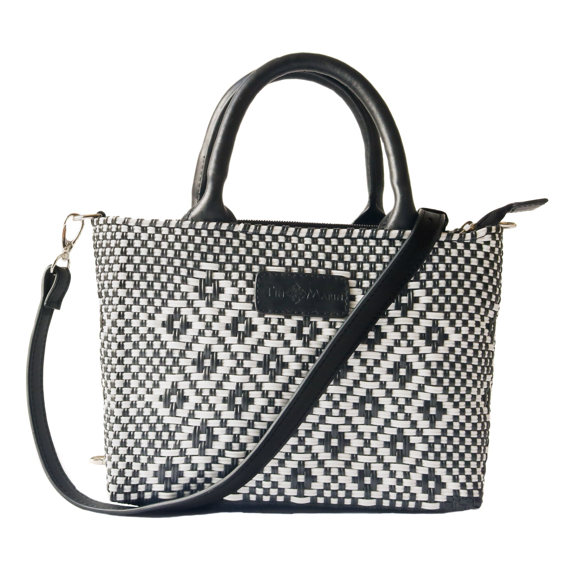 Panda Small Woven Crossbody Bag black
