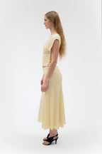 FOLDOVER FLARED MAXI SKIRT IN BUTTER