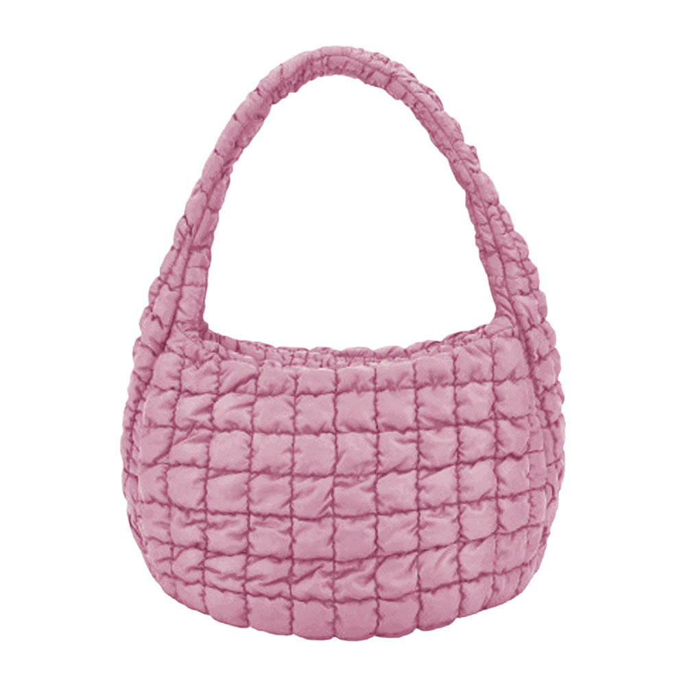 Quilted Puffer Shoulder Crossbody Bag Pink