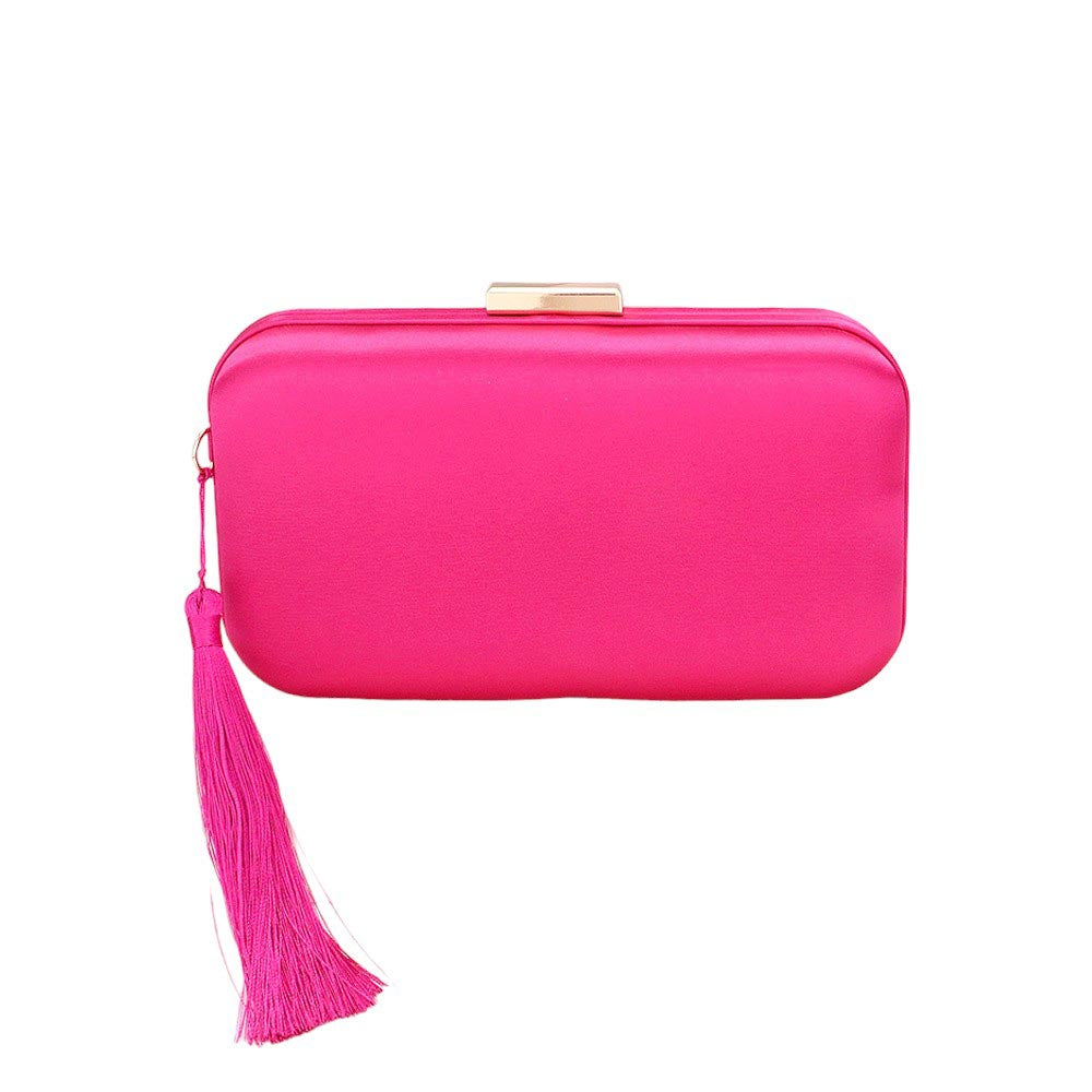 Tassel Pointed Solid Clutch Crossbody Bag Pink