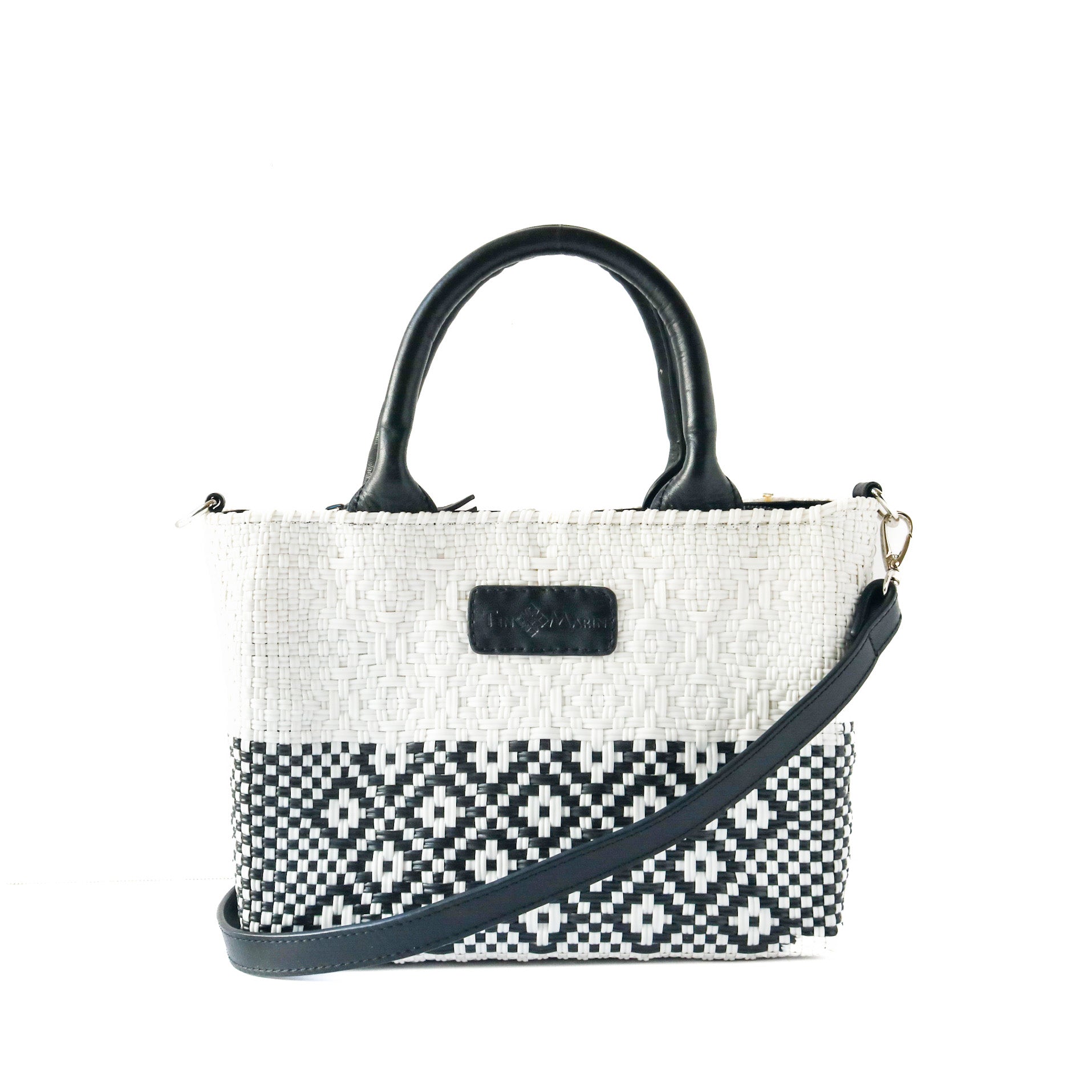 Tin Marin White Small Woven Crossbody Bag black