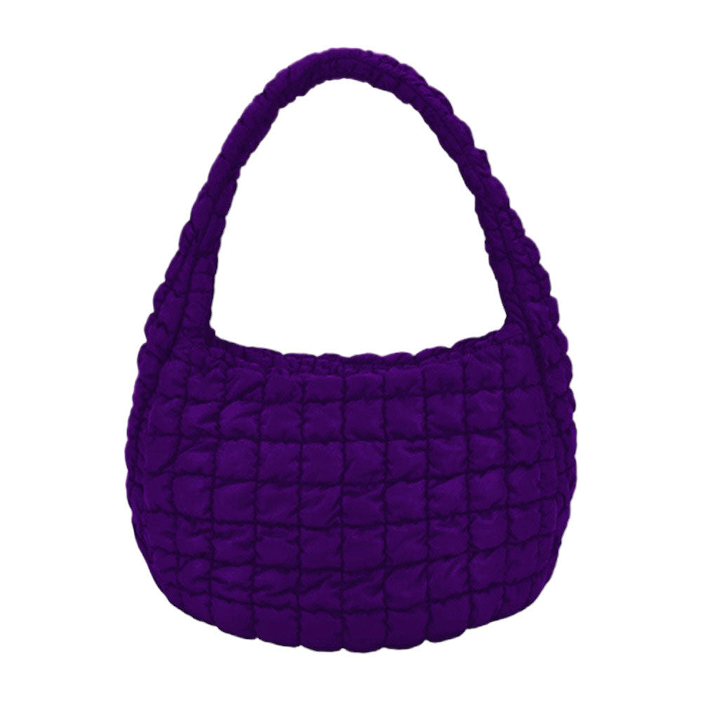 Quilted Puffer Shoulder Crossbody Bag Purple