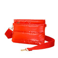 Glossy Solid Puffer Crossbody Bag Red