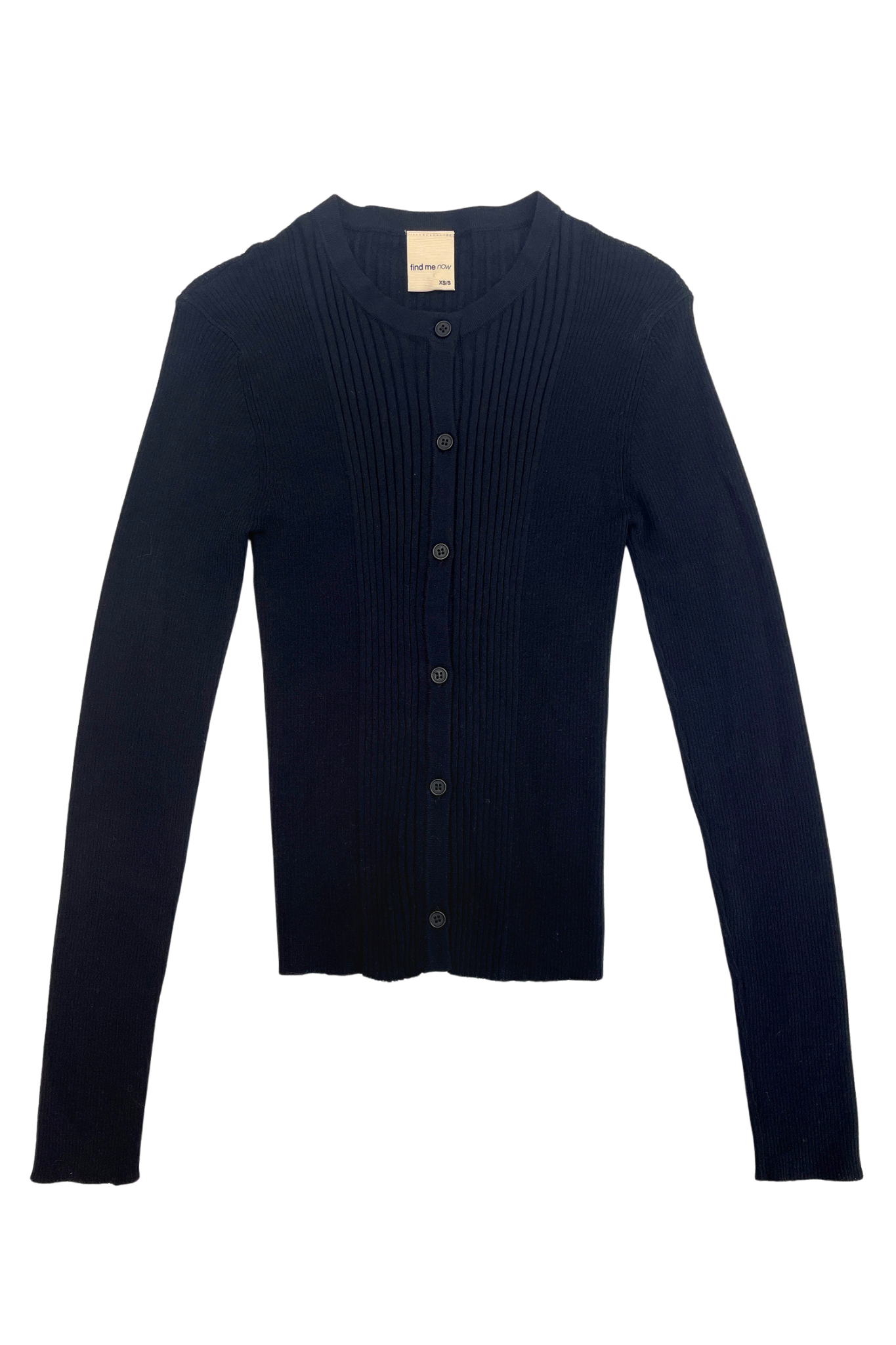 Ribbed Knit Cardigan in Navy NAVY