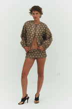 FABIO VOILE JACKET IN CREAM AND MOCHA