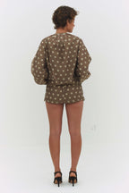 FABIO VOILE JACKET IN CREAM AND MOCHA
