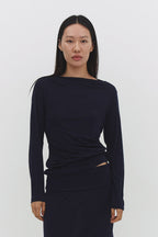 NARAE LONG SLEEVE TOP IN NAVY