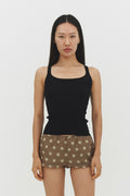 RIBBED KNIT TANK TOP IN BLACK BLACK
