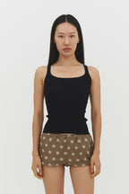 RIBBED KNIT TANK TOP IN BLACK BLACK