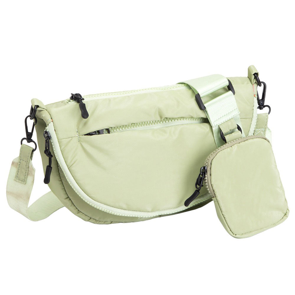 Puffer Half Moon Crossbody Bag Sage Green