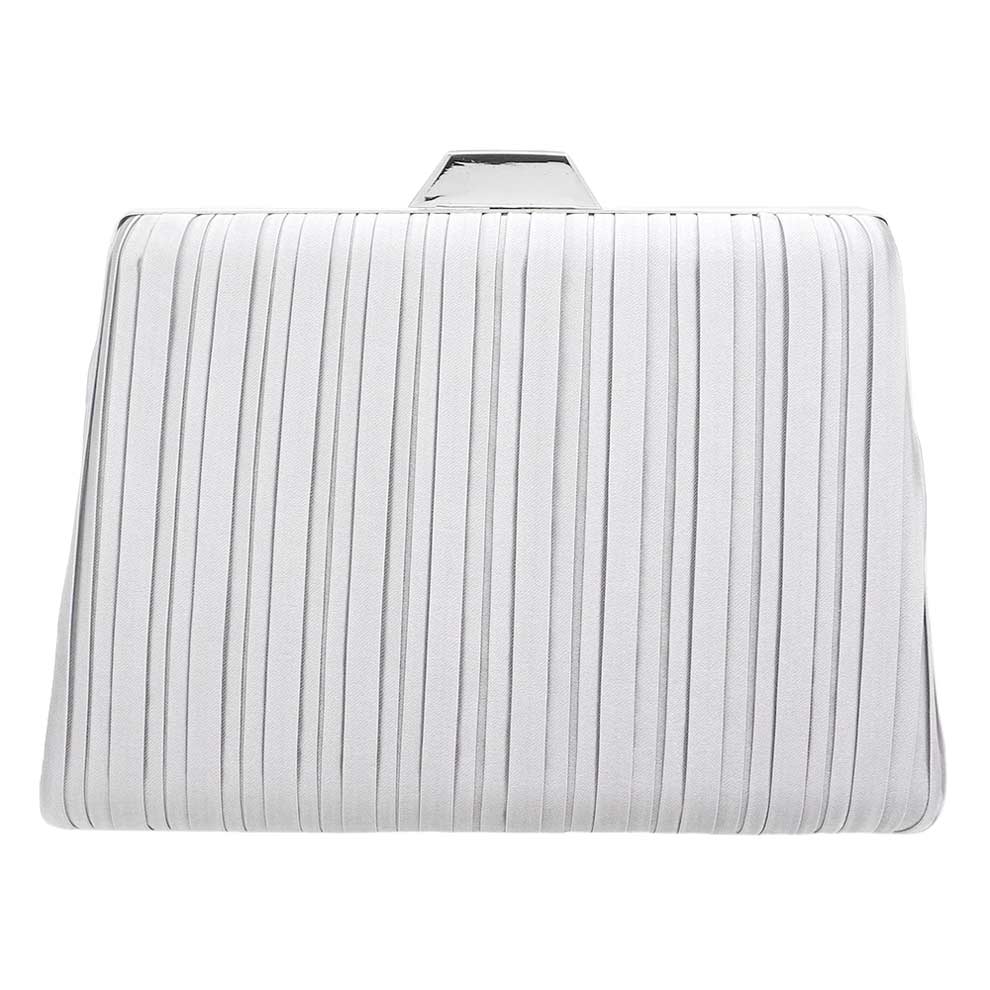 Pleated Evening Clutch Crossbody Bag Silver