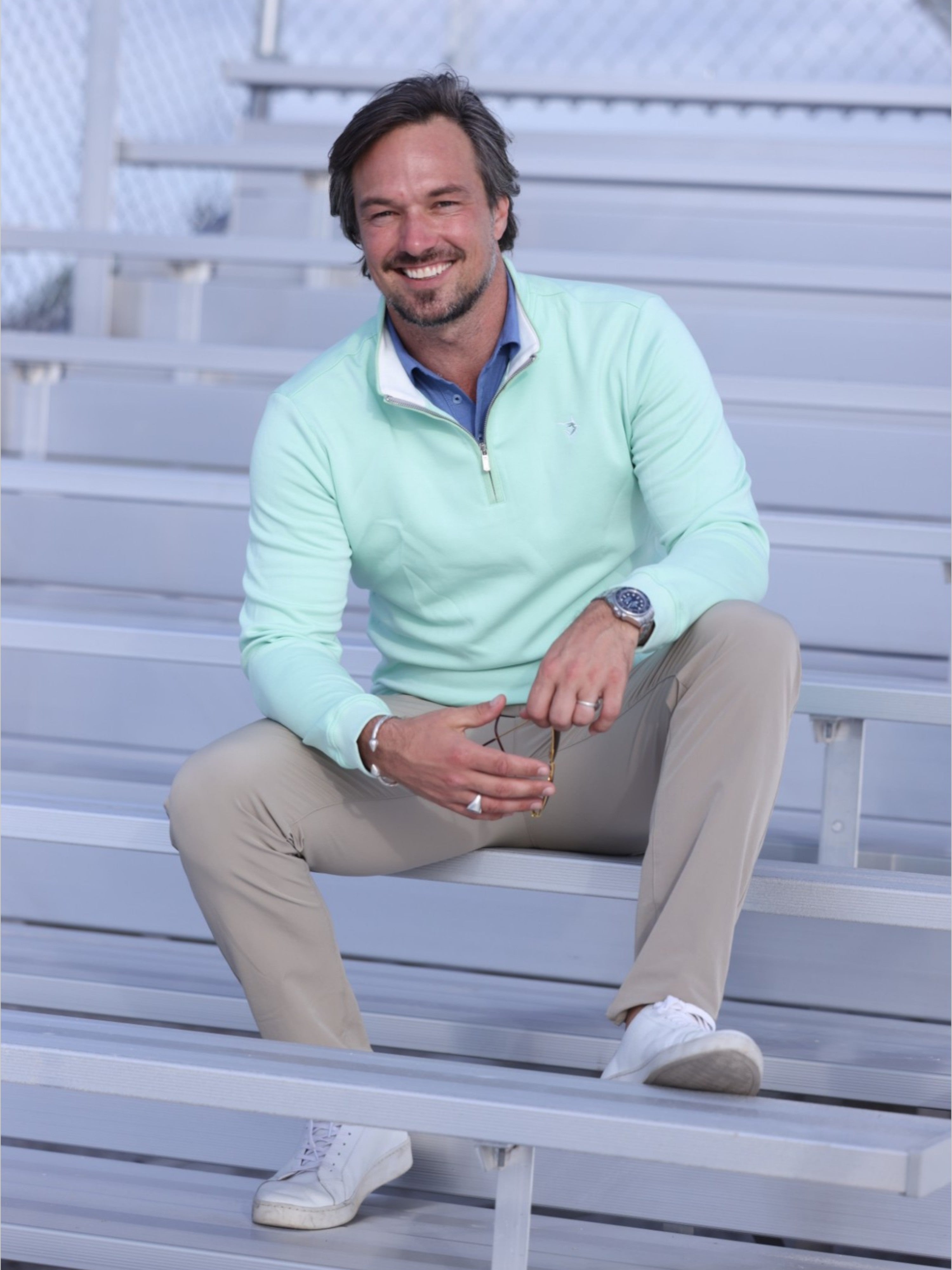 Turnberry Quarter Zip Smooth Knit XXXL aqua