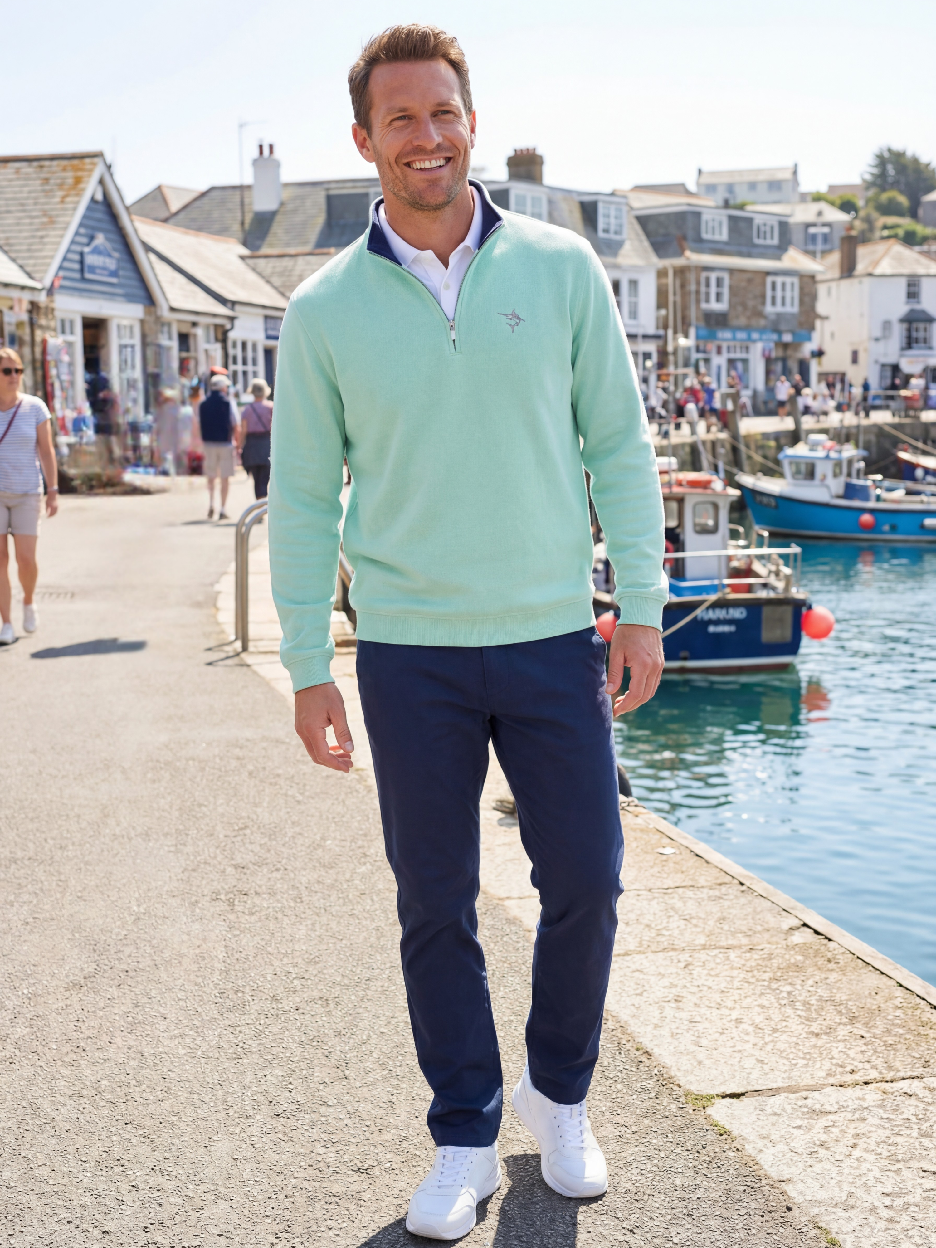 Turnberry Quarter Zip Smooth Knit XL aqua
