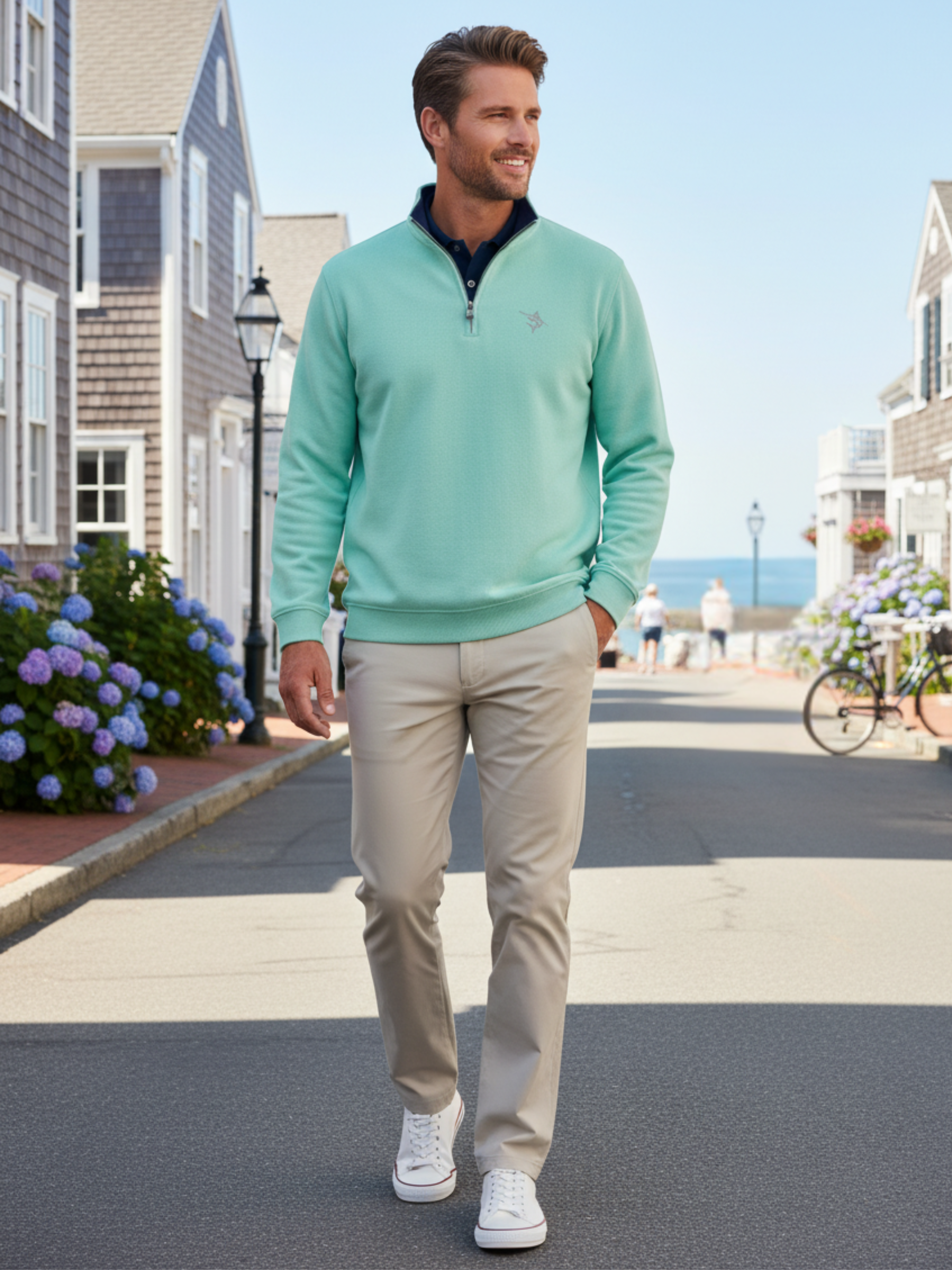 Turnberry Quarter Zip Smooth Knit XL aqua