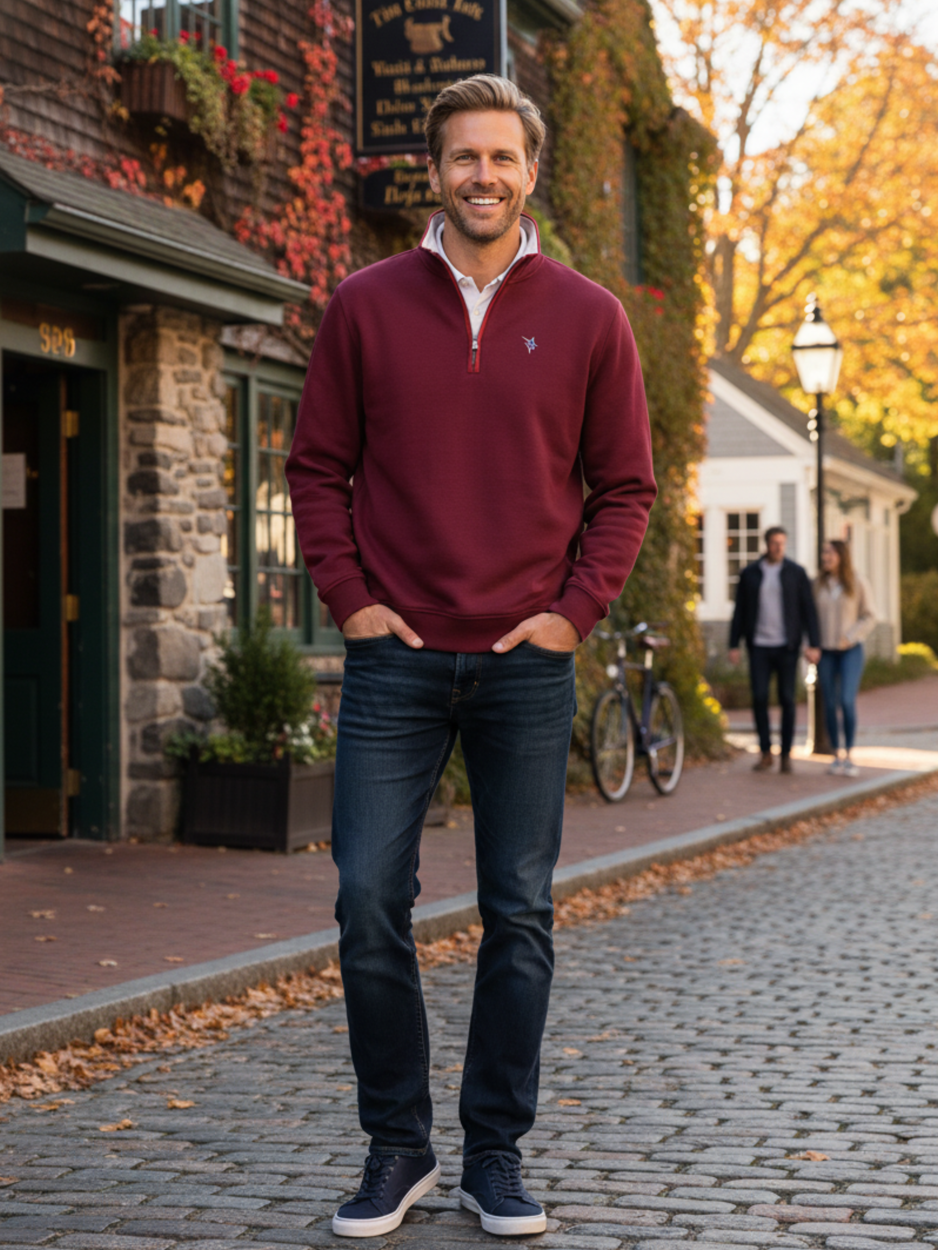 Turnberry Quarter Zip Smooth Knit LG Burgundy