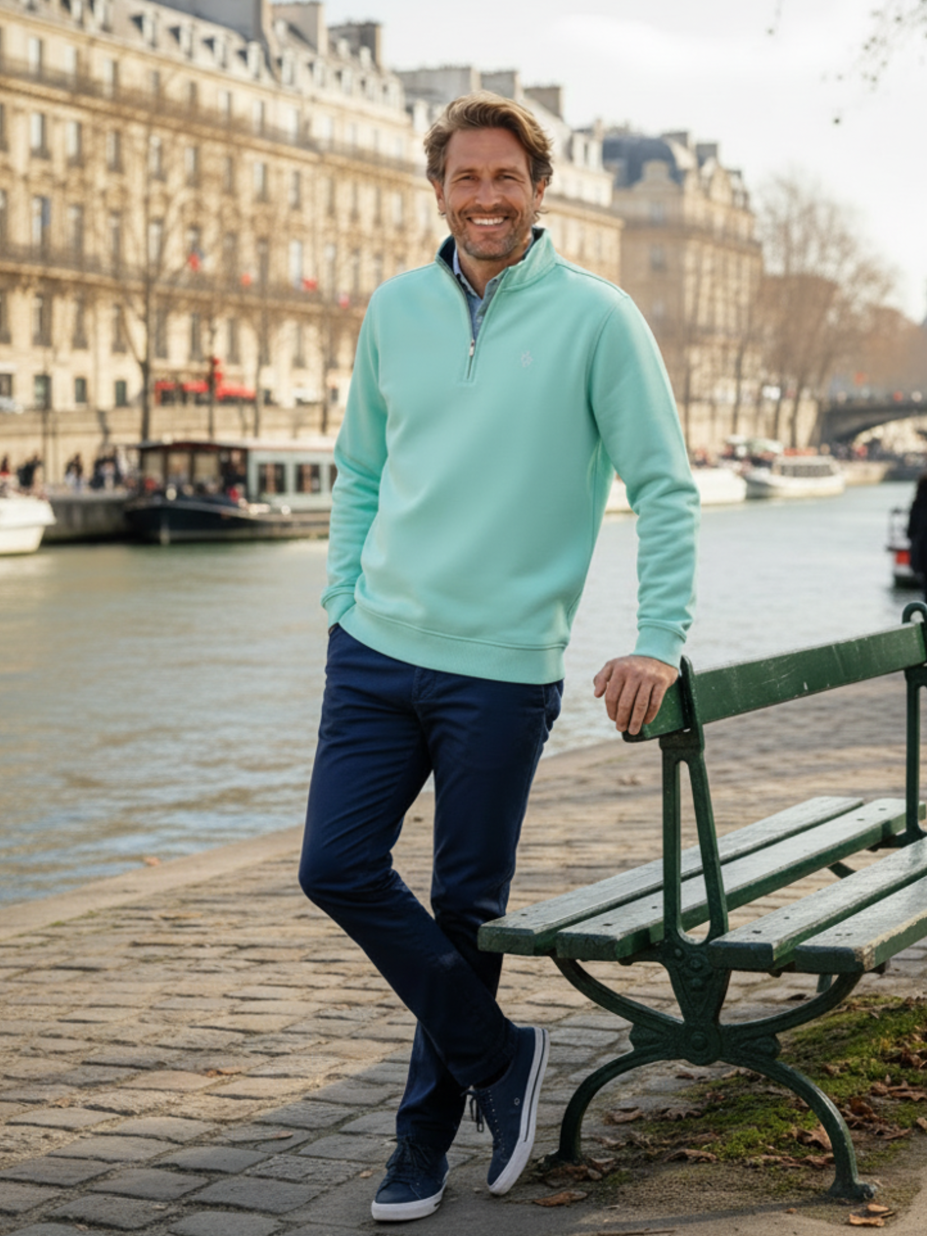 Turnberry Quarter Zip Smooth Knit XXL aqua