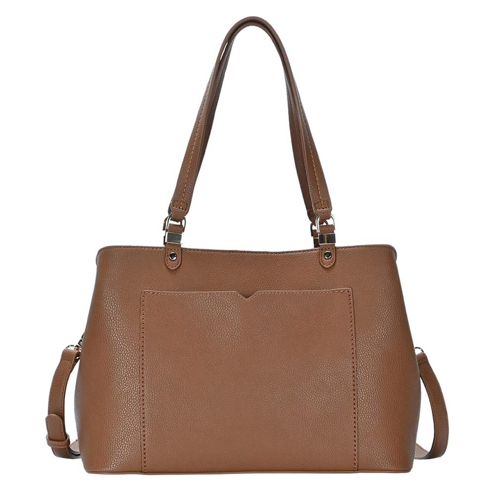 Solid Faux Leather Shoulder Crossbody Bag Tan
