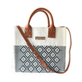 Tin Marin White Large Woven Crossbody Bag - Tan Leather tan