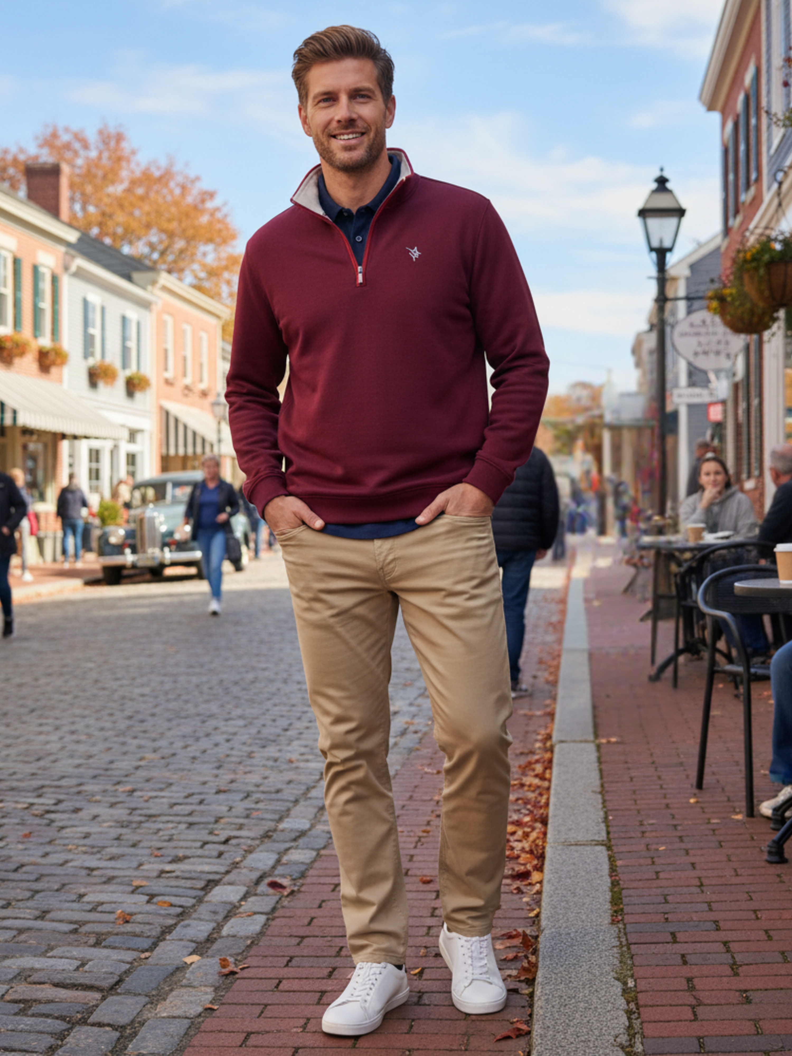 Turnberry Quarter Zip Smooth Knit XL Burgundy