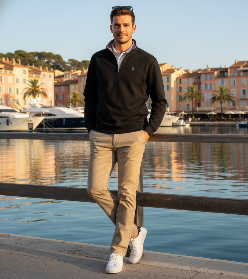 Turnberry Quarter Zip Smooth Knit Black