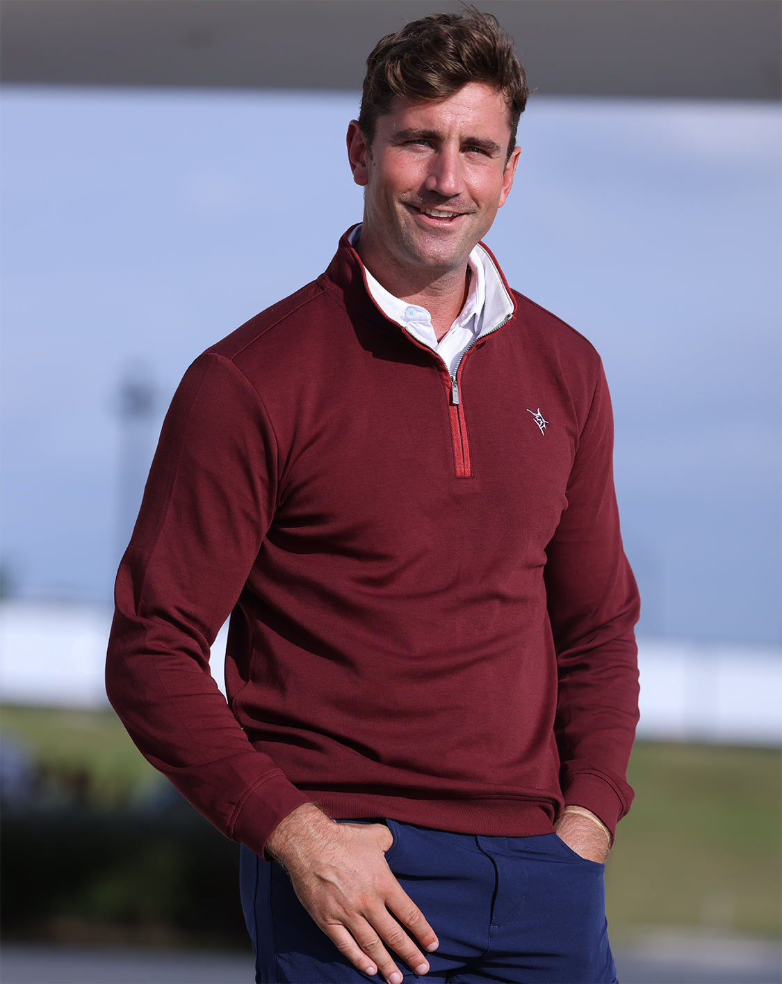 Turnberry Quarter Zip Smooth Knit XXL Burgundy