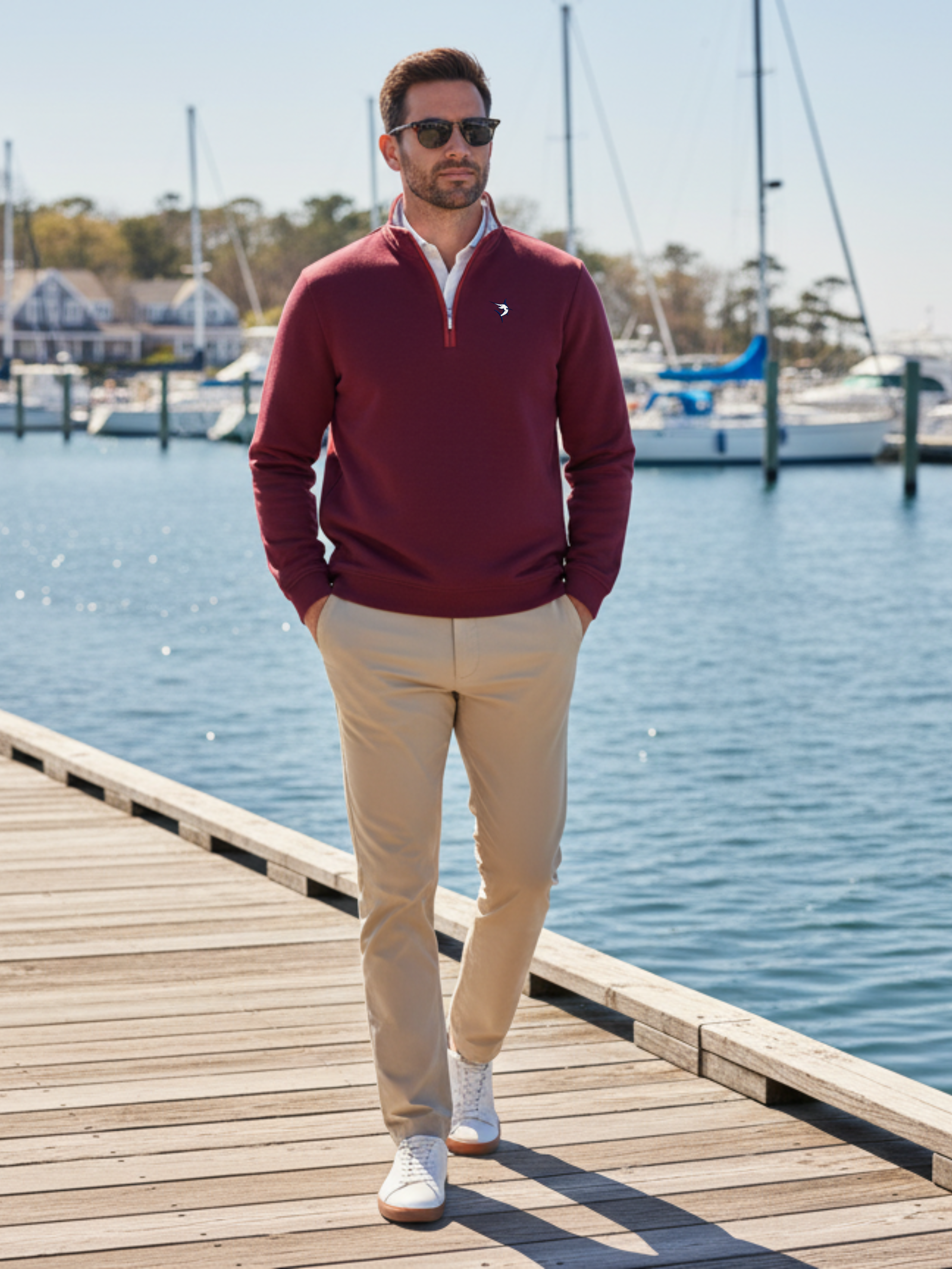 Turnberry Quarter Zip Smooth Knit XL Burgundy