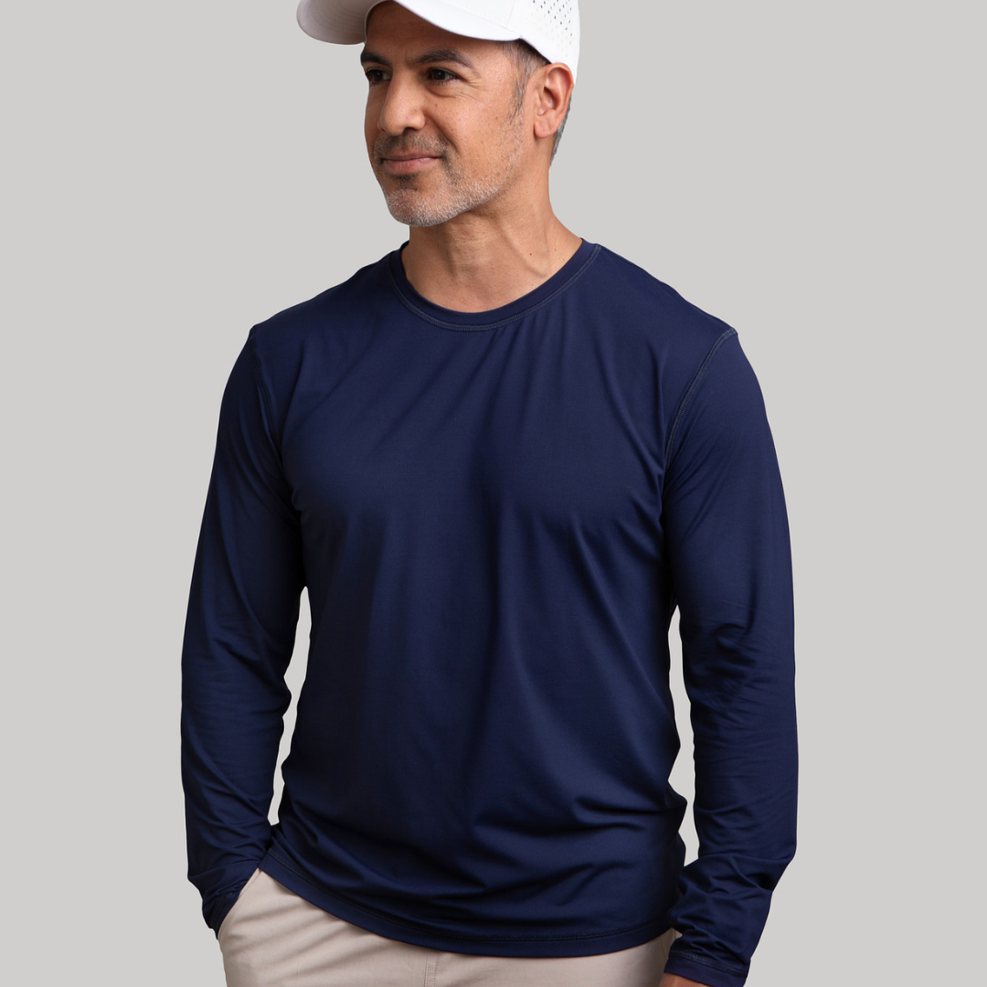 Huntington Long-Sleeve Mens Sun Shirt Navy Blue