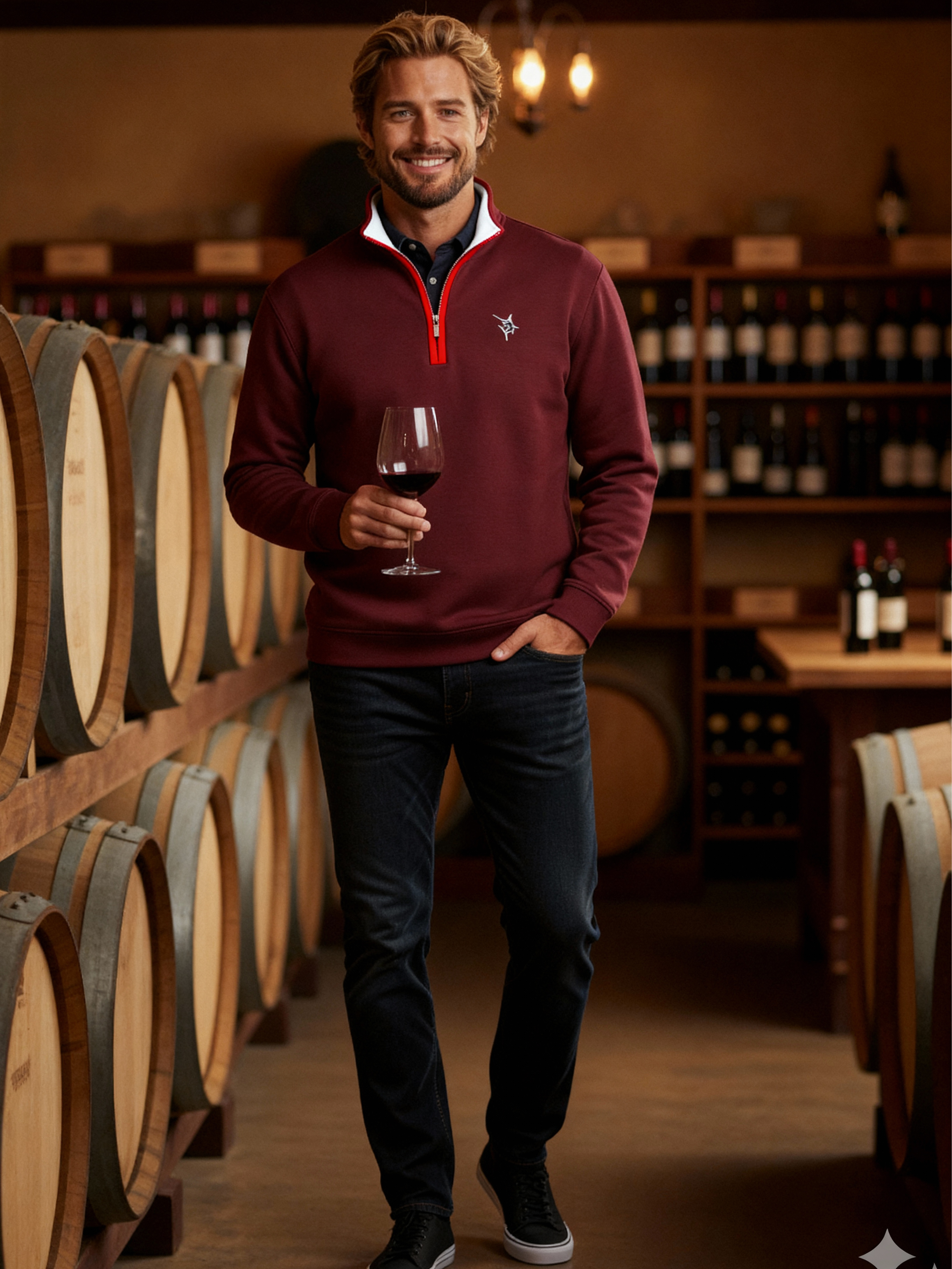 Turnberry Quarter Zip Smooth Knit XXL Burgundy