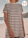 Bria Dress - Ecru/Black Stripe Ecru Black Stripe