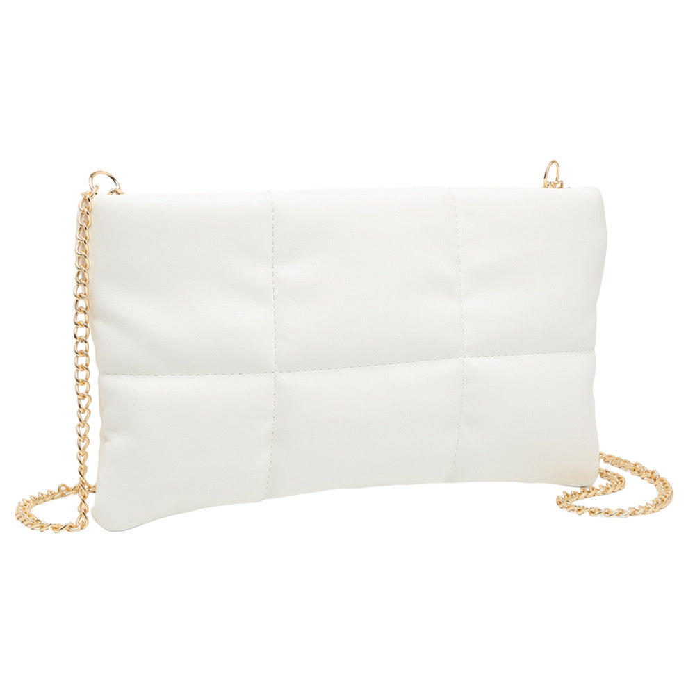 Quilted Solid Faux Leather Crossbody Bag White
