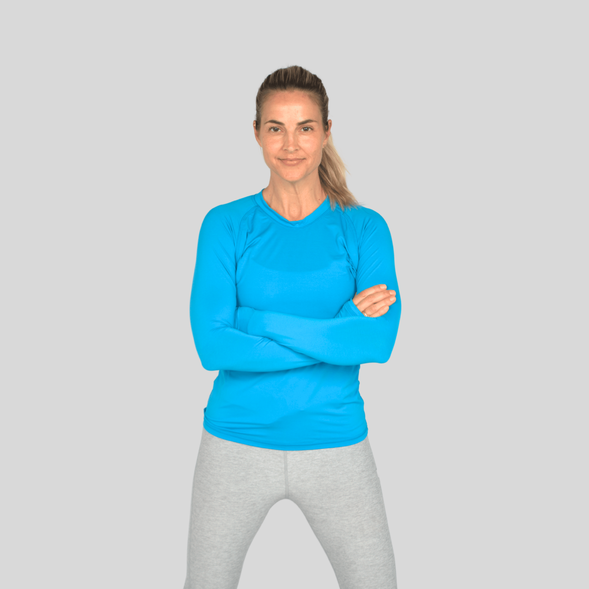 Laguna Long-Sleeve Women's Sun Shirt - Heathered heather diva blue