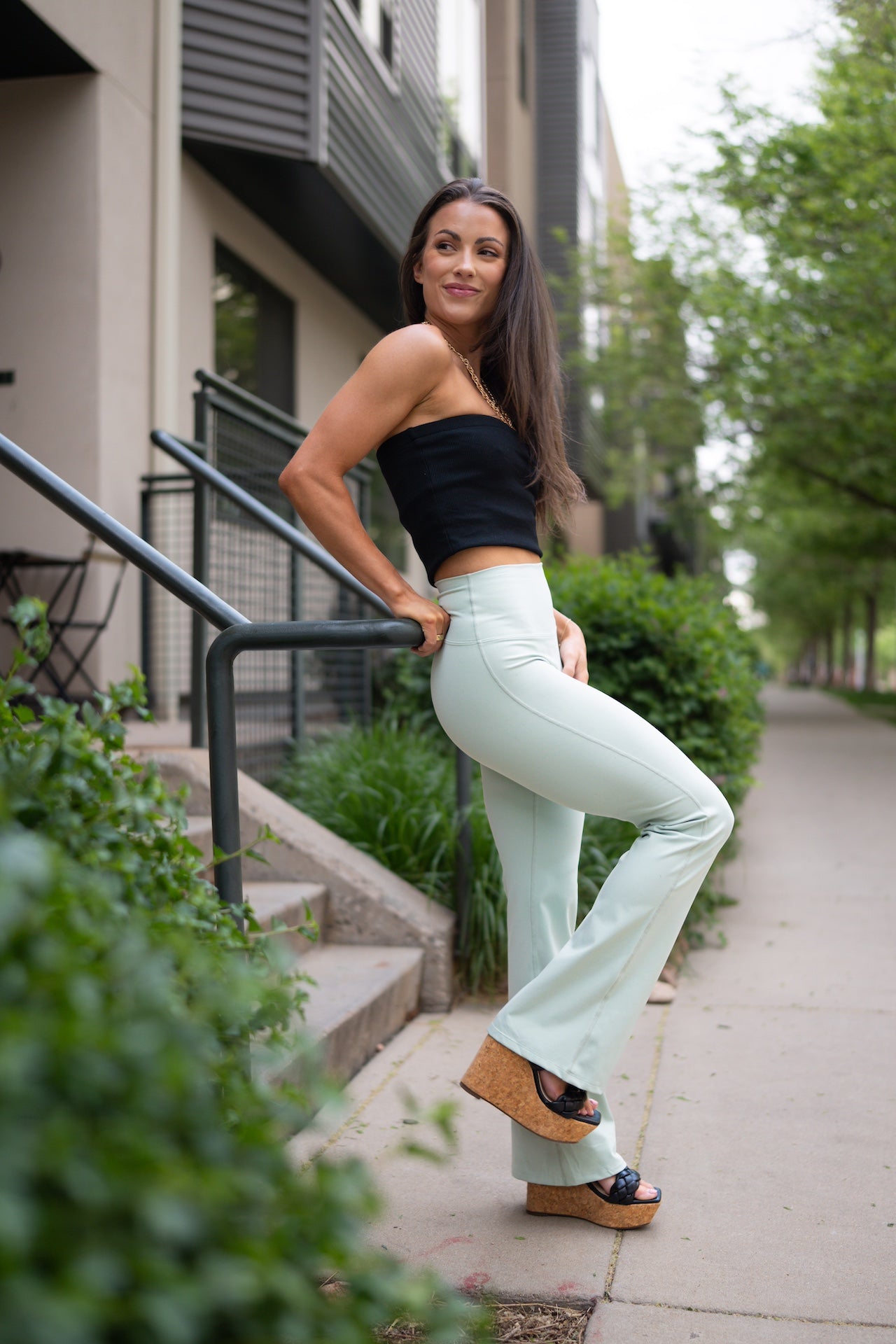 BRUSHED mindset flare legging Light Mint 30"