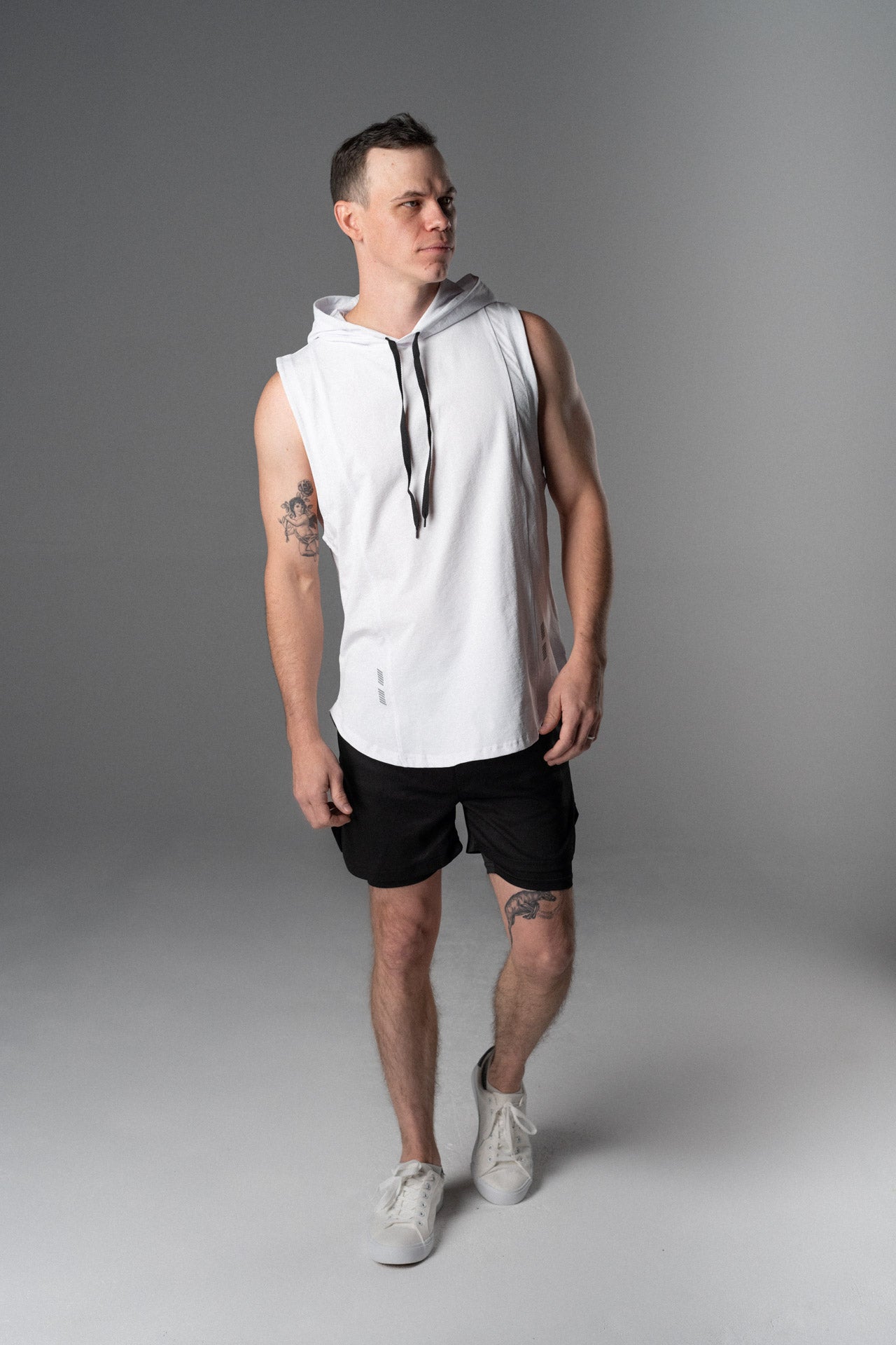 DETERMINED hooded sleeveless White