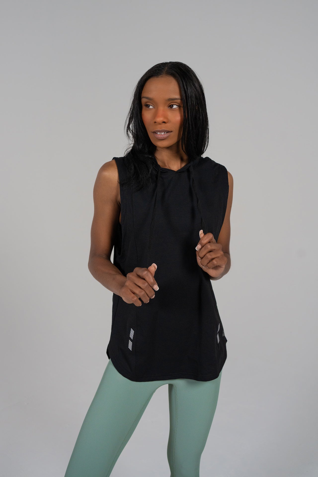 DETERMINED hooded sleeveless Black