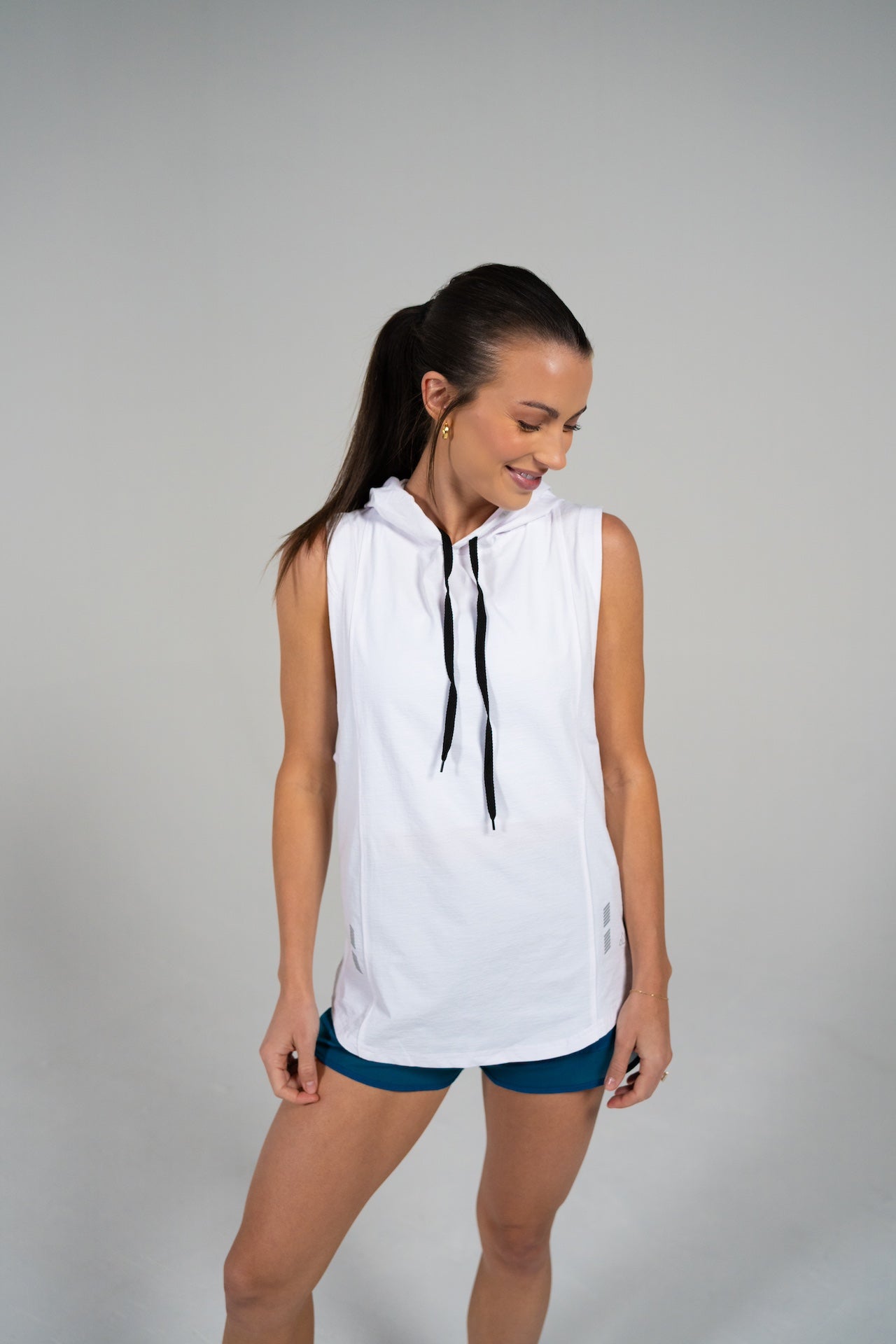 DETERMINED hooded sleeveless White