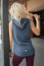 DETERMINED hooded sleeveless Dark Grey