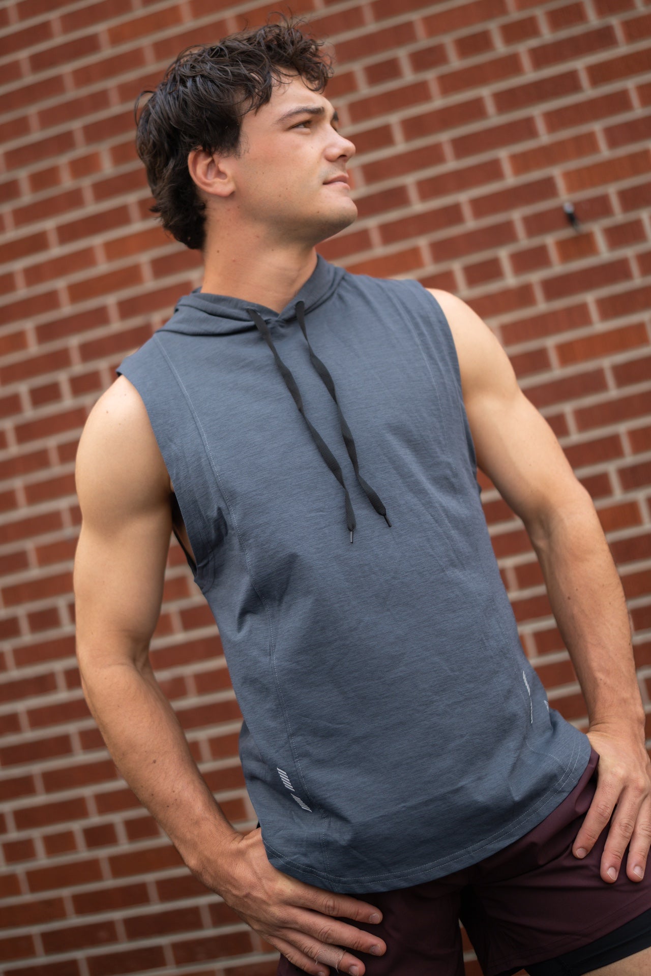 DETERMINED hooded sleeveless Dark Grey