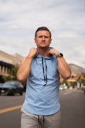 DETERMINED hooded sleeveless Ice Blue