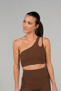 SERENE transform asymmetical sports bra Mocha