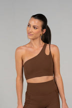 SERENE transform asymmetical sports bra Mocha