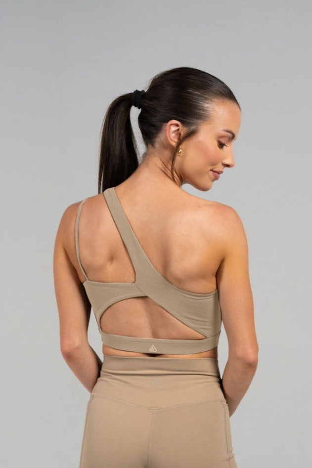 SERENE transform asymmetical sports bra Oatmeal